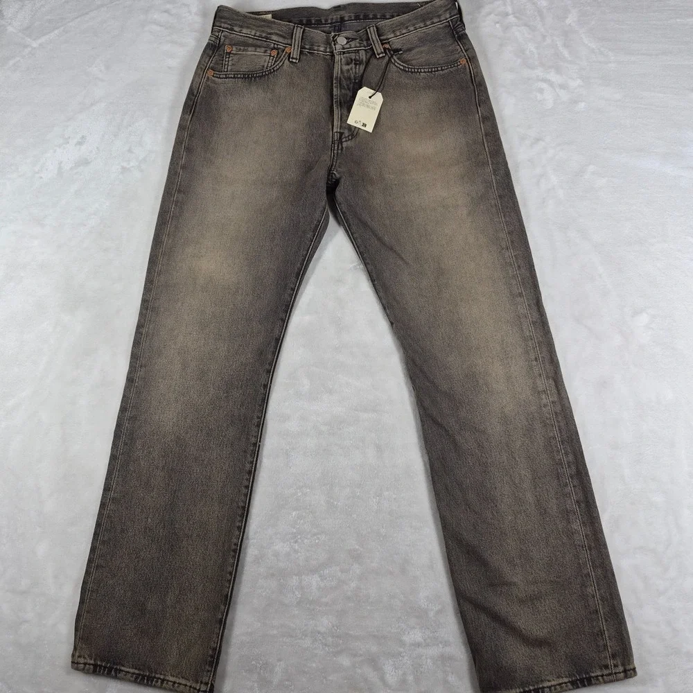 Levi's Premium 501 Jeans Men's 32x32 Brown Big E Straight Leg‎ Button Fly NWT